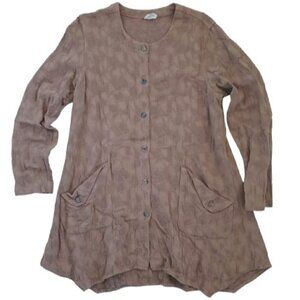 Color Me Cotton Women's Art to Wear Tunic Top Size L Taupe Cotton Rayon Textured